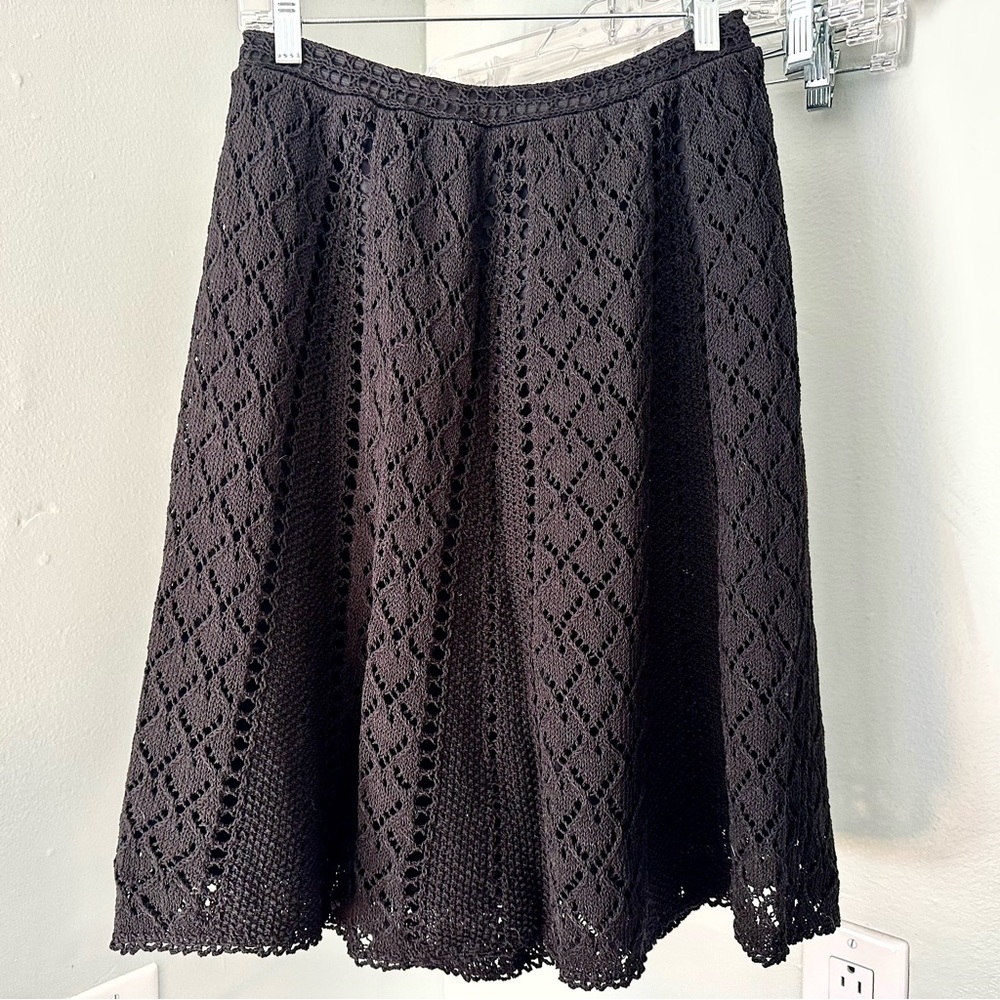 Ann Taylor LOFT Black Crocheted Skirt